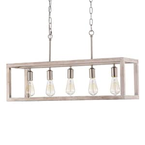 Amara 10 in. 5-Light Indoor Matte Satin Nickel Chandelier with Light Kit