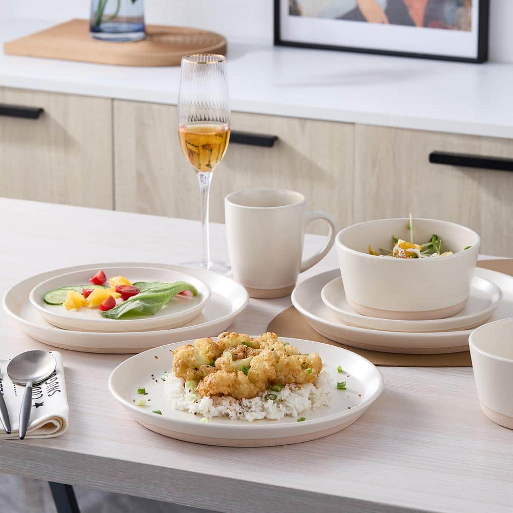 White Ceramic 16-Piece Dinnerware Set, Service for 4