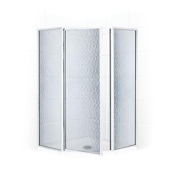 Legend 54 in. x 70 in. Framed Neo-Angle Swing Shower Door in Chrome and Obscure Glass