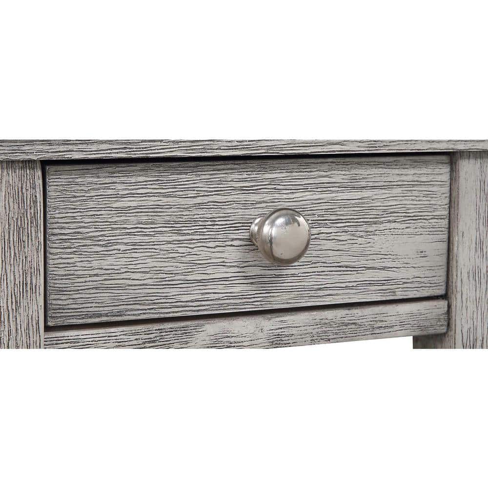 American Heritage Light Gray Wood 3-Tier End Table with Storage