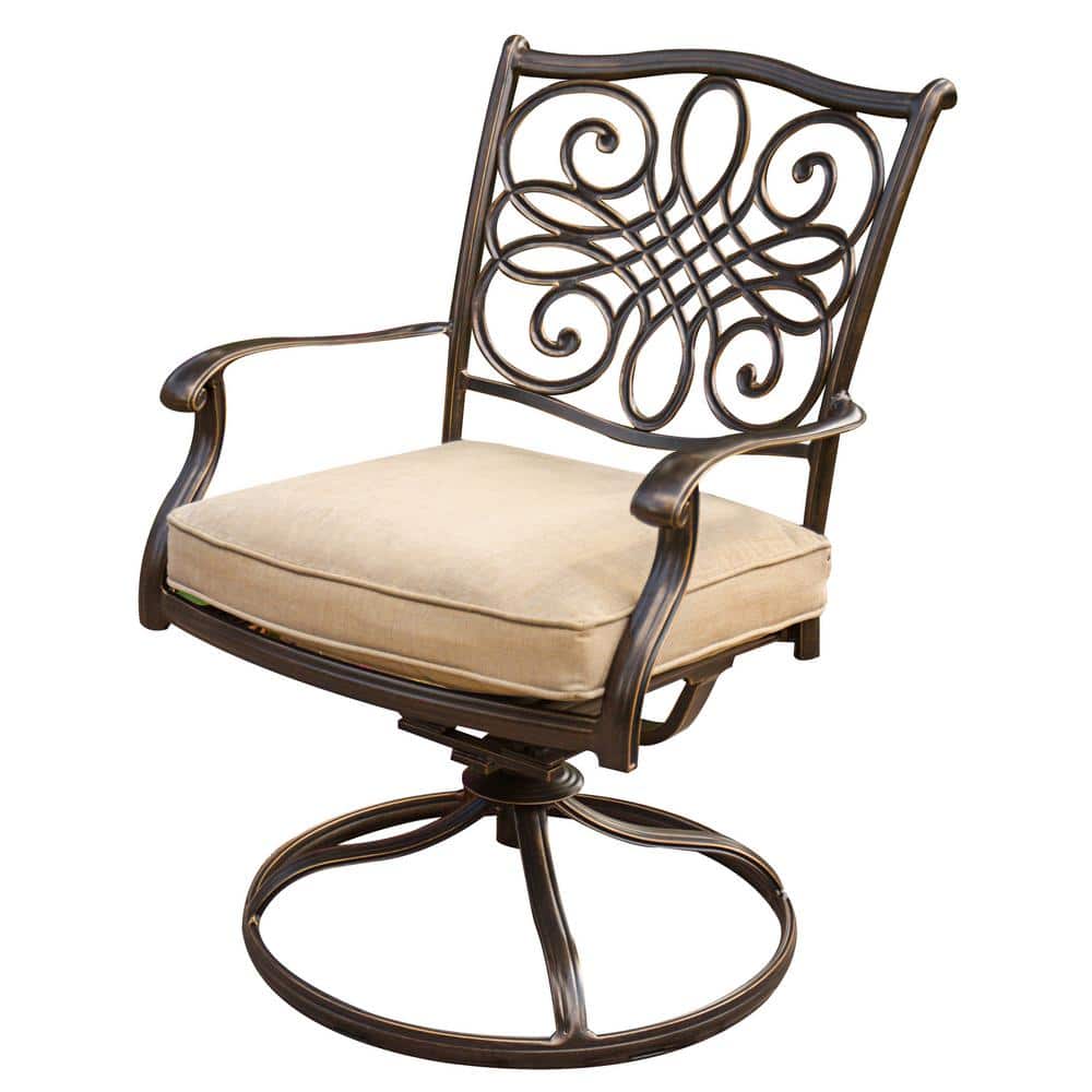 Natural Oat Aluminum 3-Piece Bistro Set with Cushions
