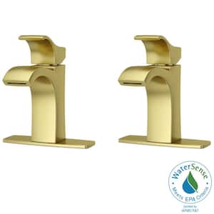 Venturi Single Hole Single-Handle Bathroom Faucet in Brushed Gold (2-Pack)