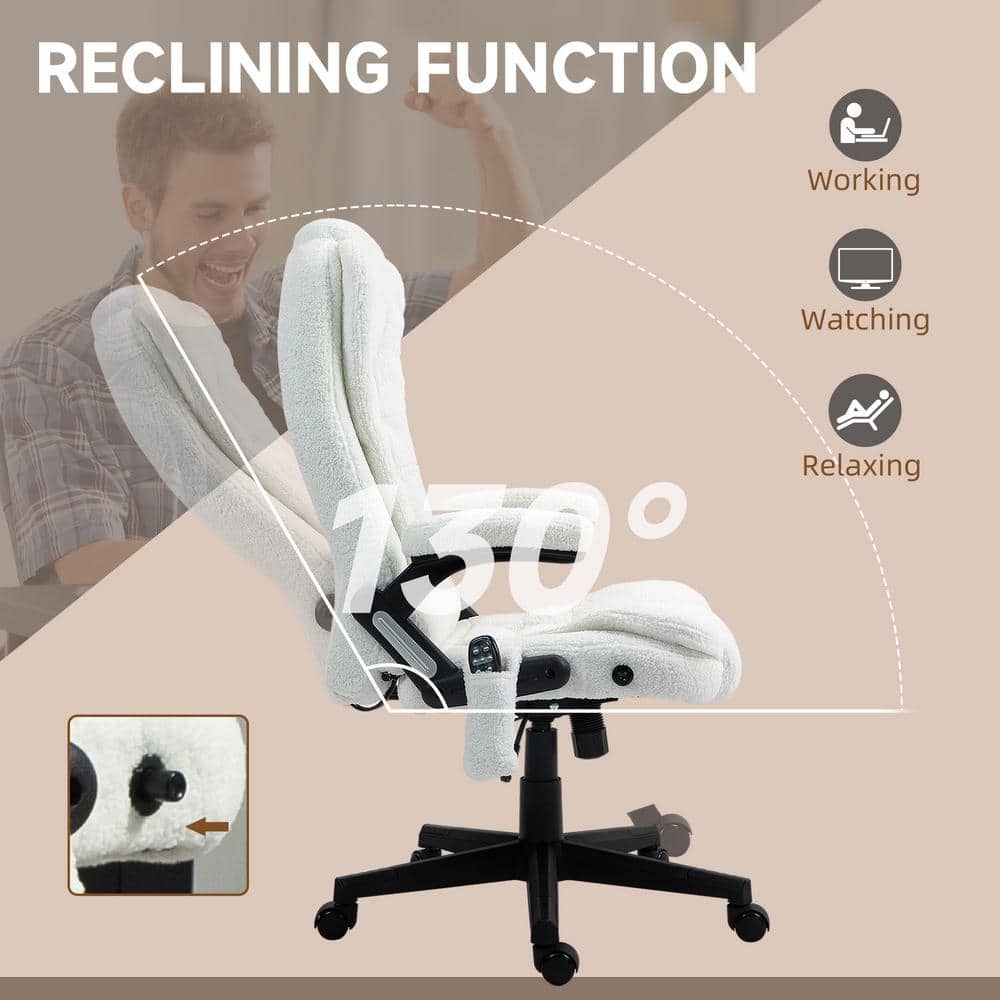 White High Back Swivel Executive Chair with Massage and Heat