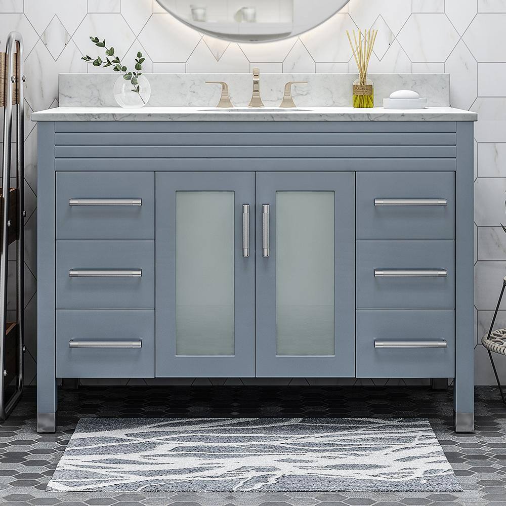 49 in. W x 22 in. D x 40 in. H Single Sink Freestanding Bath Vanity in Grey