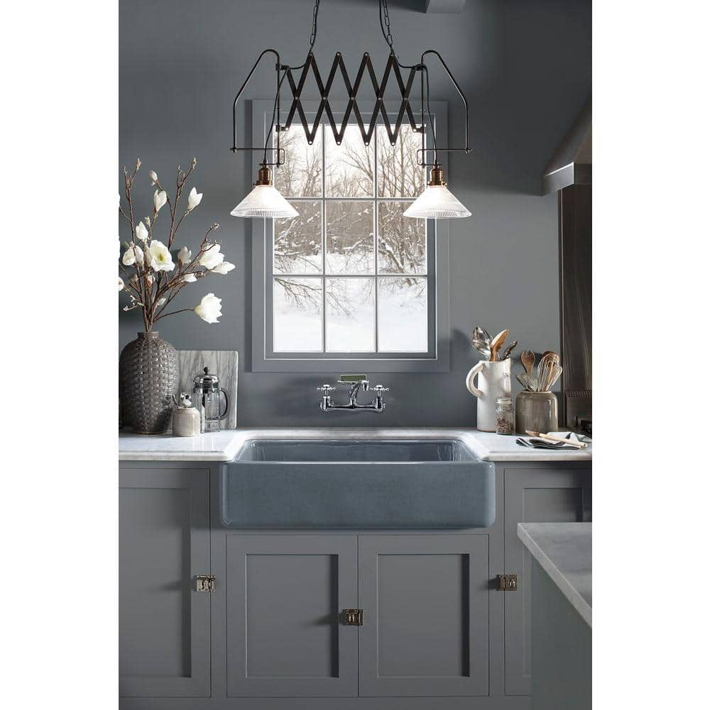 White 36" Cast Iron Farmhouse Drop-In Kitchen Sink