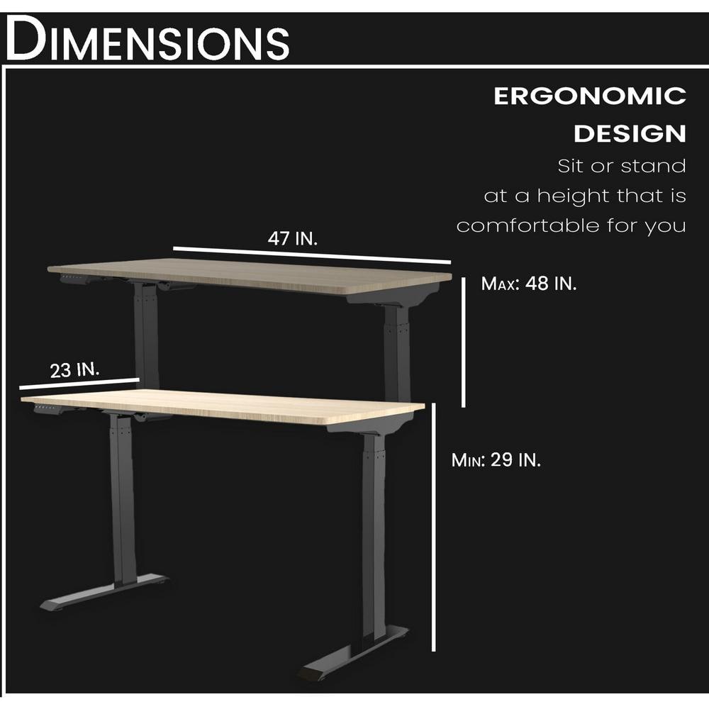 Medium Brown Adjustable Height Standing Desk with Black Metal Frame