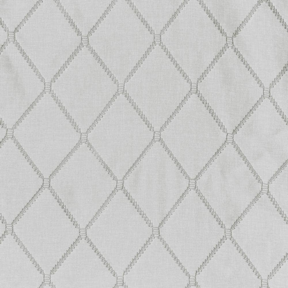 Sill Length White/Grey Embroidered Sheer Waterfall Valance