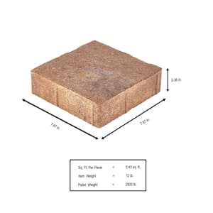 Valenda Medium 7.75 in. x 7.75 in. x 2.25 in. Three Tone Brown Concrete Paver (240 Pcs. / 103 Sq. ft. / Pallet)