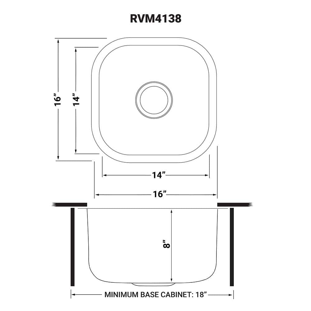 Ruvati 16" Stainless Steel Undermount Bar Prep Sink