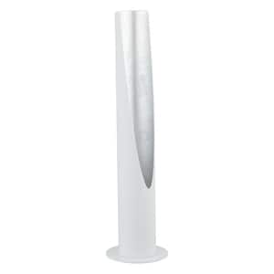 Barbotto 15.5 in. Matte White Table Lamp with Silver Interior