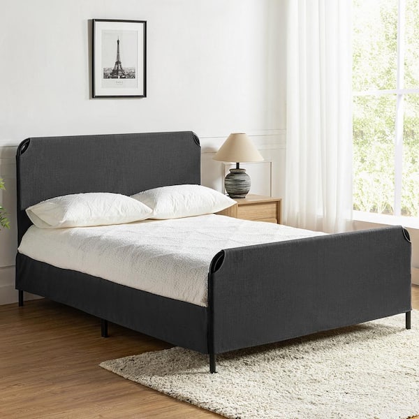 JAYDEN CREATION Octavius 2-Piece Contemporary Bedroom Set with bed skirt-Queen-CHARCOAL