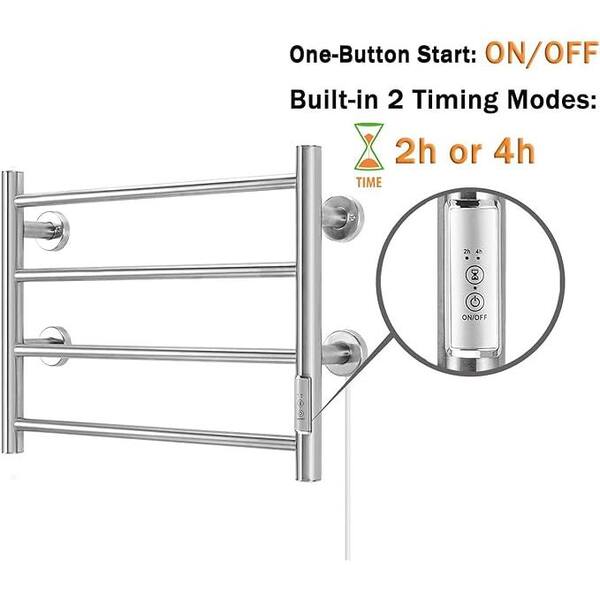 4-Bar Wall-Mounted Towel Rack Heated in Matte Silver with Timer  Wtd-asfdi-88 - The Home Depot