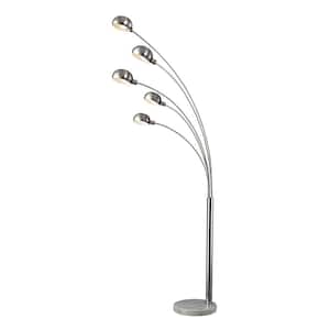 Penbrook Arc 83 in. Silver Plating Floor Lamp with White Marble Base