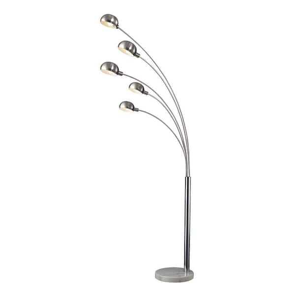 Titan Lighting Penbrook Arc 83 In, Silver Floor Lamp With Marble Base