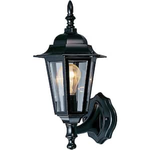 Black Hardwired Outdoor Coach Light Sconce with Clear Glass