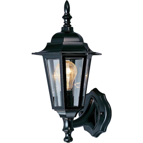 Volume Lighting Black Hardwired Outdoor Coach Light Sconce with Clear Glass