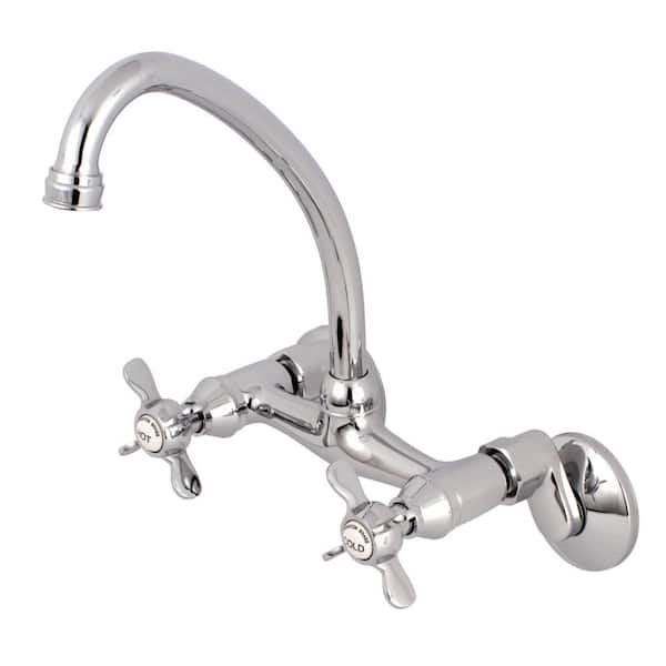 Kingston Brass Essex 2-Handle Wall-Mount Standard Kitchen Faucet in Polished Chrome