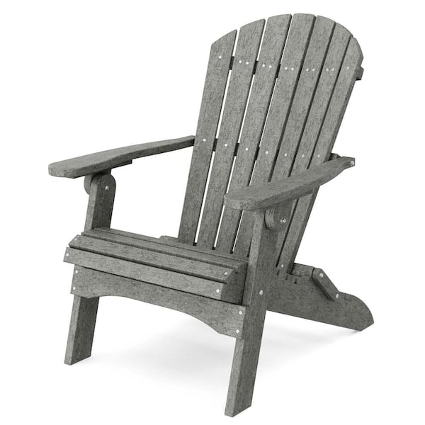 Wildridge Heritage Dark Gray Plastic Outdoor Folding Adirondack Chair