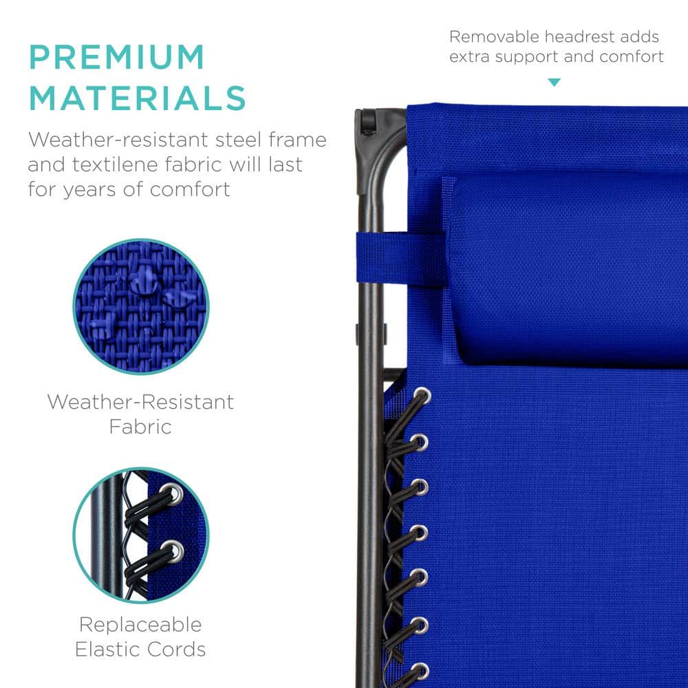 Cobalt Blue Zero Gravity Lounger with Canopy and Cushion