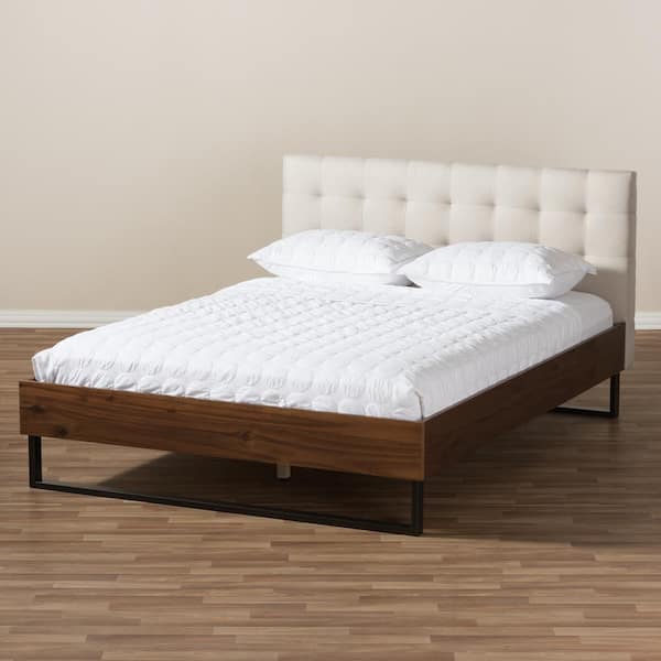 Baxton Studio Mitchell Beige Fabric Upholstered King Platform Bed