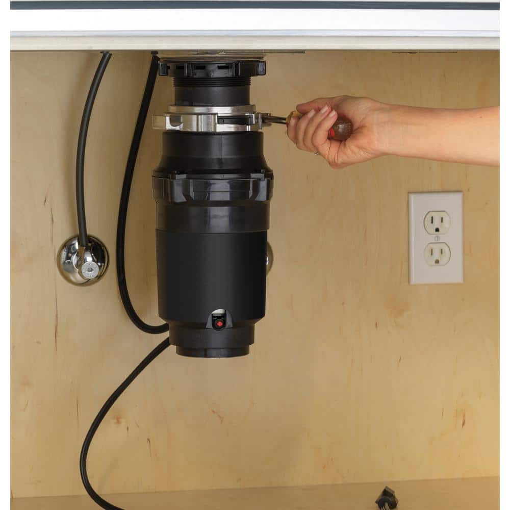 Compact Black Continuous Feed Garbage Disposer with 1/3 HP Motor