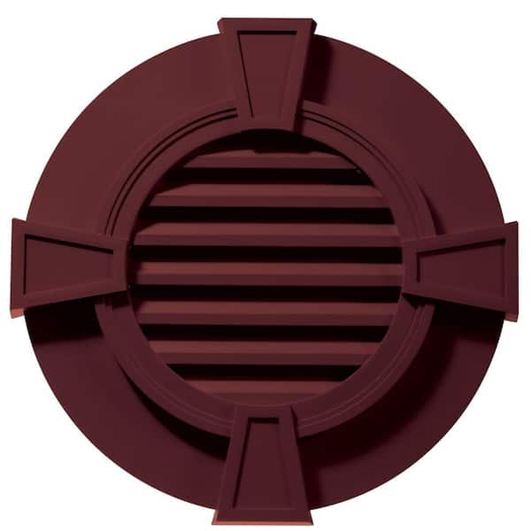 Builders Edge 30 in. x 30 in. Round Red Plastic Weather Resistant Gable Louver Vent