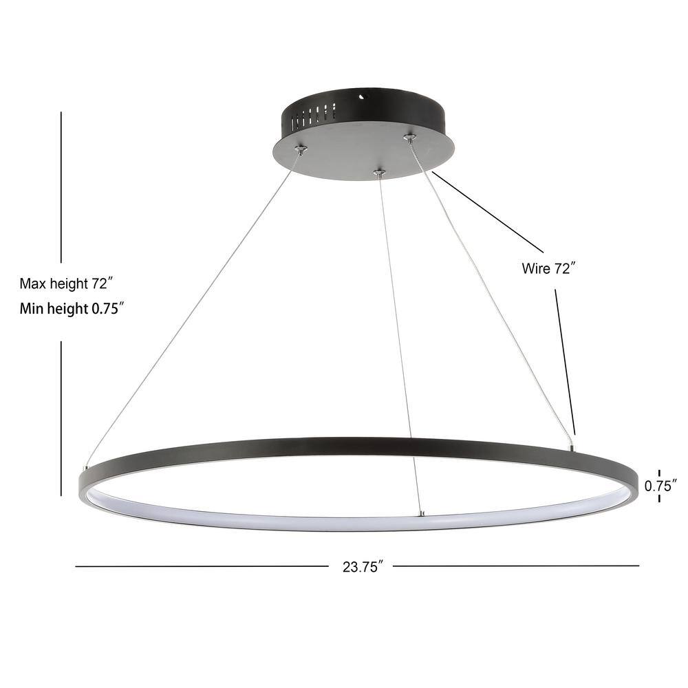 Brice Matte Black 23.75" Integrated LED Modern Drum Pendant