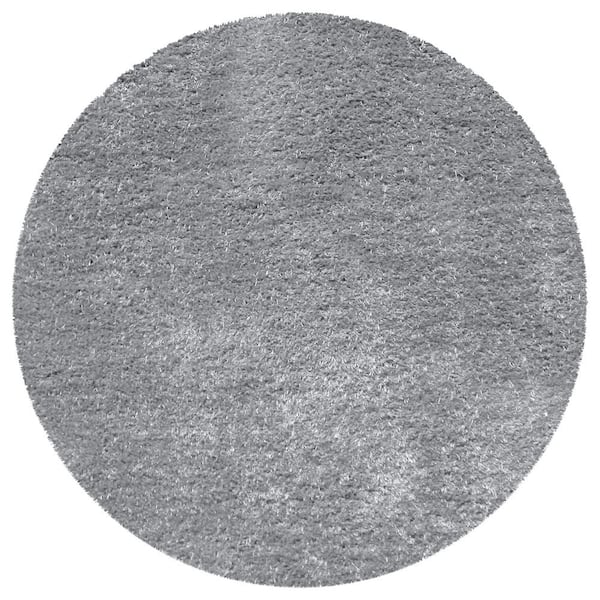 SUPERIOR Shag Grey 6 ft. 6 in. Round Elegant Soft Plush Area Rug