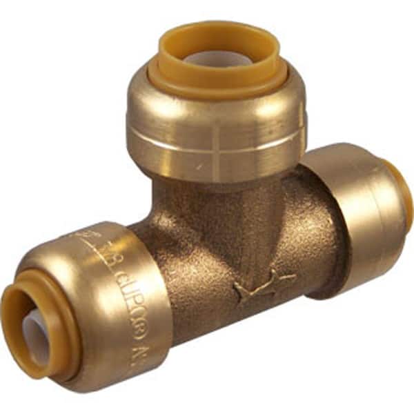 SharkBite 1/2 in. x 3/8 in. x 3/8 in. Push-to-Connect Brass Bullnose Tee Fitting