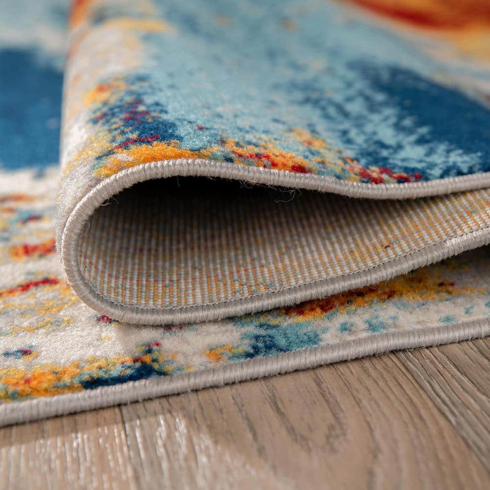 Bohemian Abstract Multi-Color 5' x 7' Washable Area Rug