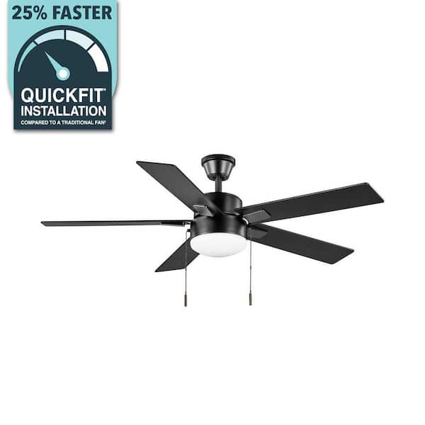 52 in. Corwin Indoor/Outdoor Matte Black LED Ceiling Fan with Light Kit