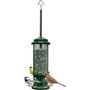 16 in. Tall Green Squirrel Resistant Bird Feeder with 4 Metal Perches, 2.6 lbs. Seed Capacity