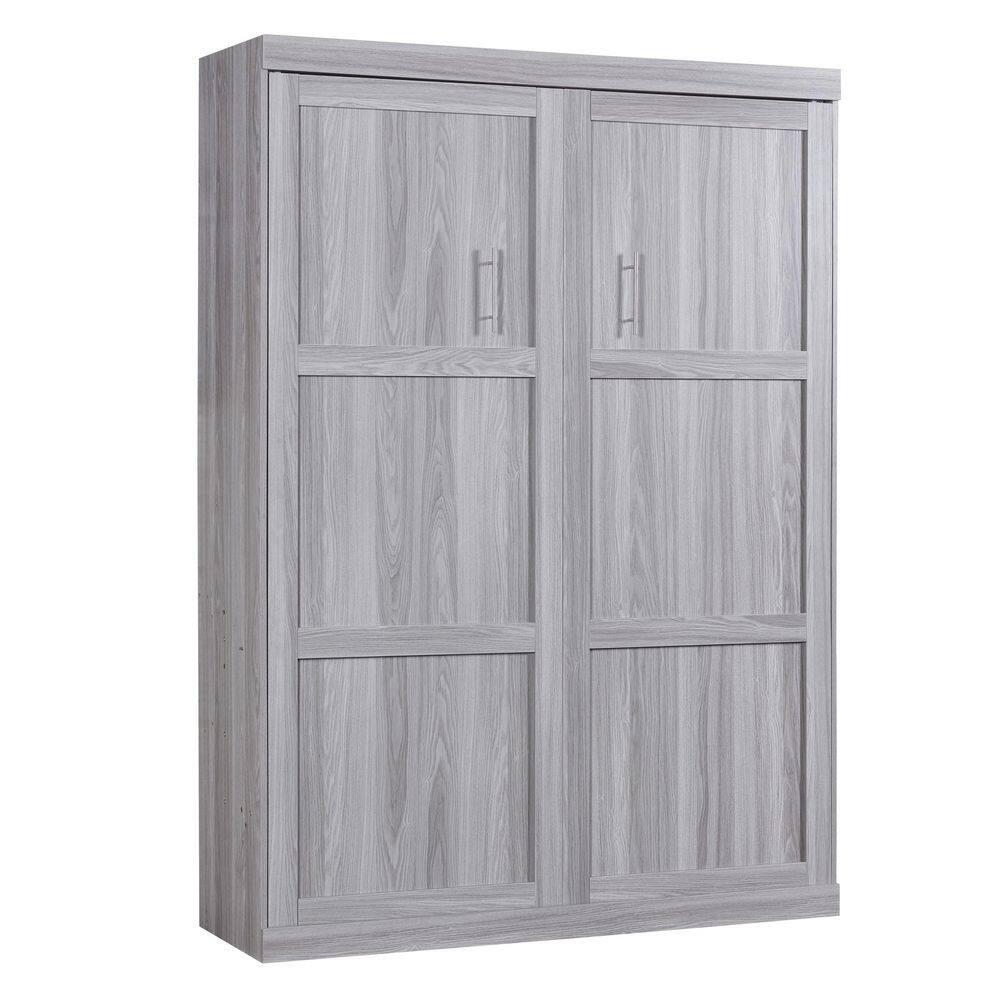 Xandrel Modern Gray Wood Frame Full Size Murphy Bed, Wall Bed Folded into a Cabinet - thumbnail 3