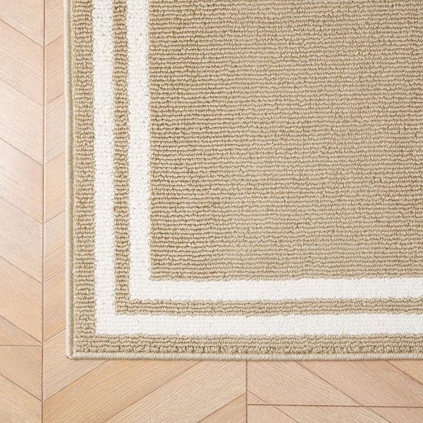 Debbie Double Border 2- Tone Berber/Ivory 2 ft. x 5 ft. Tufted Border Polypropylene Runner Rug