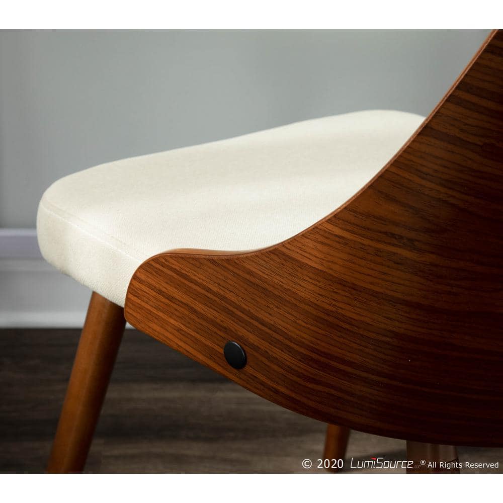 Scandinavian Walnut and Cream Upholstered Side Chair