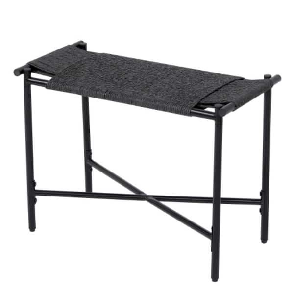 Dracelo Series Black Metal Outdoor Ottoman with Ottomans Included