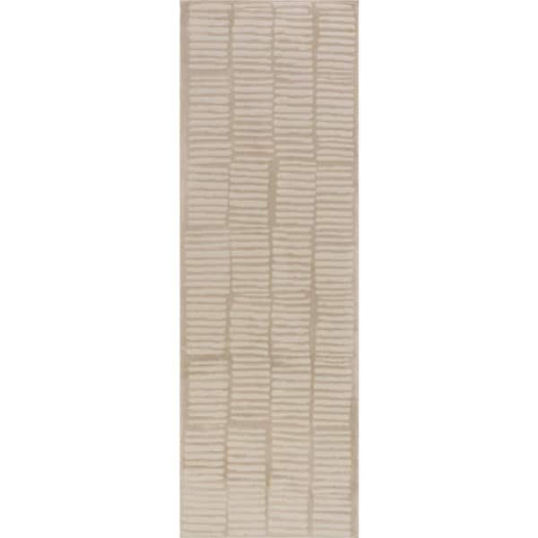 Cranbury Plush Textured Washable Cream 3 ft. x 8 ft. Indoor Runner Rug