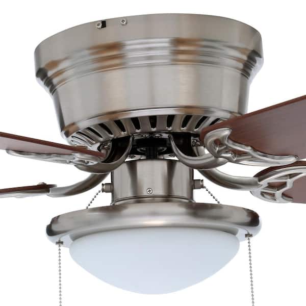 LED Indoor Brushed Nickel Ceiling Fan with Light Kit Hugger 52 in 