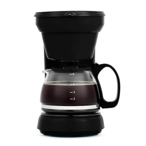 HOLSTEIN HOUSEWARES 5-Cup Black Drip Coffee Maker with Removable
