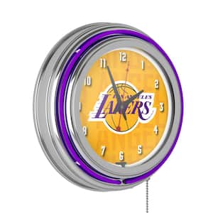 Los Angeles Lakers Purple City Lighted Analog Neon Clock