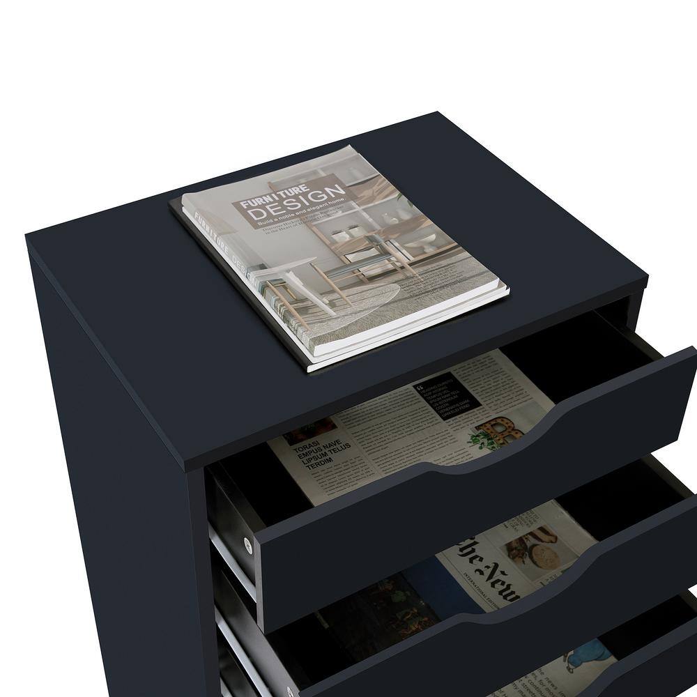 Black Mobile 9-Drawer Water Resistant Office Storage Cabinet