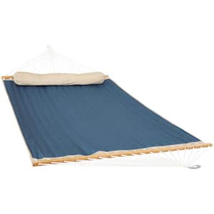 10-1/2 ft. Quilted Double 2-Person Hammock with Spreader Bars and Pillow in Tidal Wave