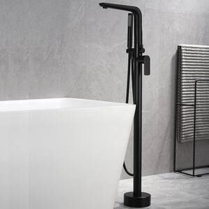 Single-Handle Freestanding Tub Faucet with Shower and Aerator in Matte Black