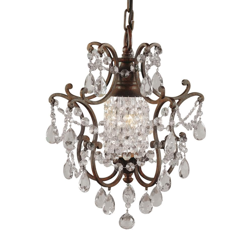 Generation Lighting Maison De Ville 1-Light British Bronze French Country  Classic Mini Crystal Candlestick Chandelier with Bead Accents F1879/1BRB -  