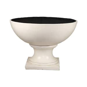 24 in. W x 16.5 in. H Light Aged White Composite Contemporary Wide Urn