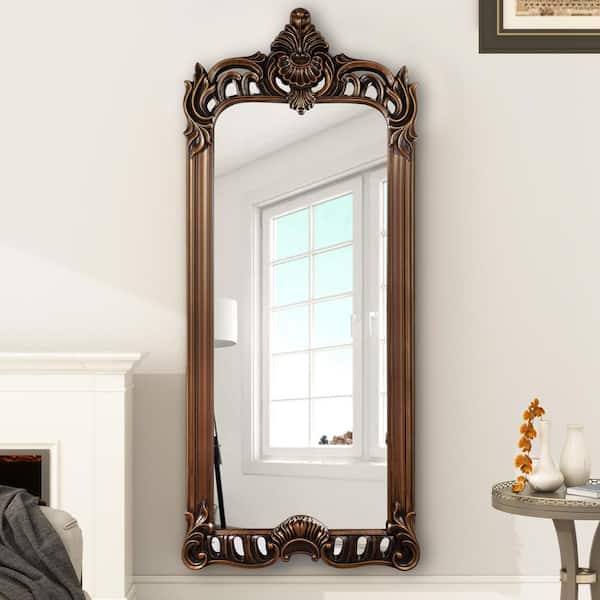 THKSHOUZ Vintage Gold 31.5 in. W x 75 in. H Arch Full-Length Floor Mirror