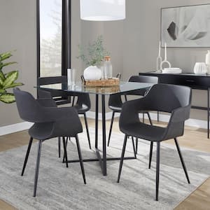 Margarite Grey Faux Leather and Black Metal Dining/Accent Chair (Set of 2)