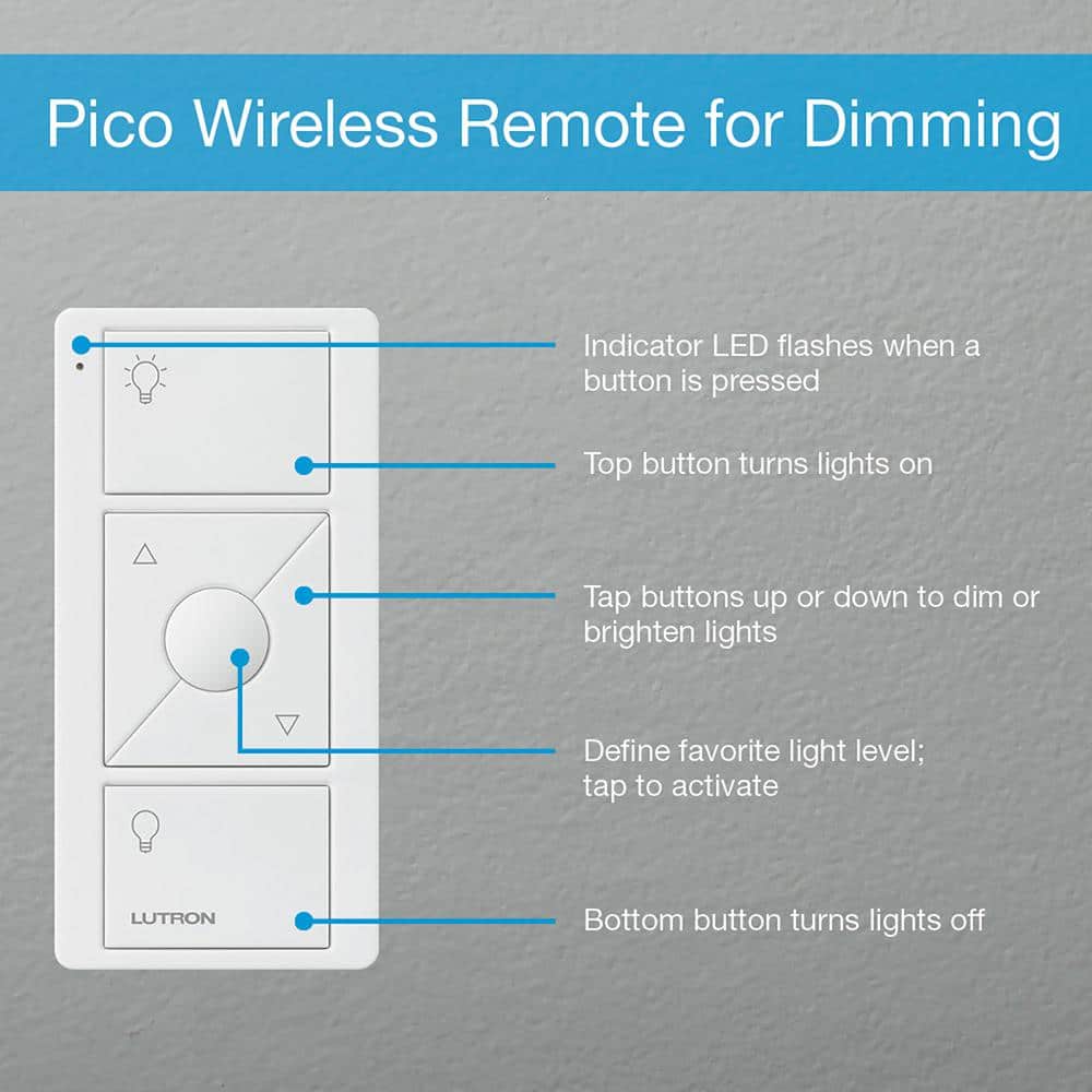Lutron White Wireless Smart Dimmer Switch with Remote Control