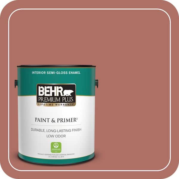 BEHR PREMIUM PLUS 1 gal. #PPF-20 New England Brick Semi-Gloss Enamel Low Odor Interior Paint & Primer