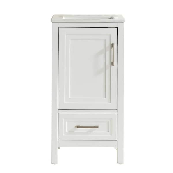 Nivencai 18 in. Freestanding White Bath Vanity with White Ceramic Top and Sink, Assembled